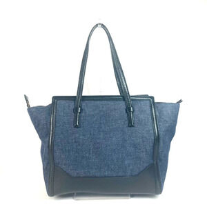 Salvatore Ferragamo leather blue logo shoulder bag denim tote handbag